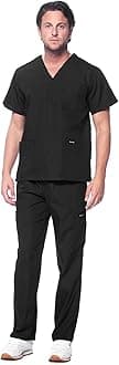 Dagacci Scrubs for Men Set - V-Neck Scrub Top and Cargo Pants - 8 Pockets Men Scrubs Set