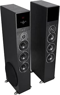 Rockville TM150B Powered Home Theater Tower Speaker System, Black, 1000W, 10" Subwoofers, Bluetooth, USB/SD Playback, FM Radio, Remote Control, Karaoke Ready, Perfect for Home Entertainment
