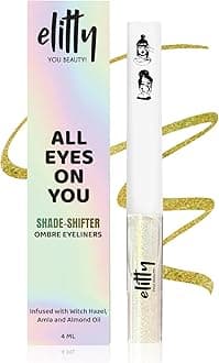 Elitty Holographic Eyeliner 4g - Halo With Ombre Shimmery Finish | Long Lasting, Waterproof, Smudge Proof Liquid Eyeliner | Quick Drying Formula With Monochrome Effect - Shade (Golden Green)