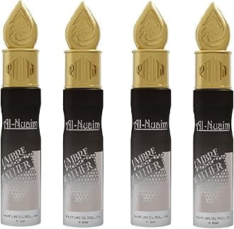 Al-Nuaim Attar Roll On for Men & Women - 6ml (Pack of 4-6ml Each, Umber Leather)