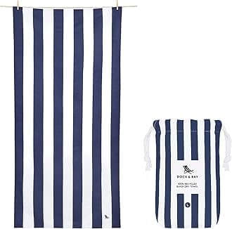 Dock & Bay Beach Towel - Quick Dry, Sand Free - Compact, Lightweight - 100% Recycled - Includes Bag - Cabana - Whitsunday Blue - Large (160x90cm, 63x35)