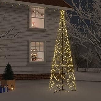 LED Christmas Cone Tree Light with 1400 Warm White LEDs, Outdoor Christmas Decoration for Porch, Yard, Garden, Patio, Backyard, Holiday Seasonal Decoration 63"x196.9"