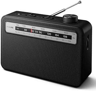 Philips Portable Radio AM/FM with Speaker, AC OR Battery AM FM Powered Radios for Travel with 3.5mm Headphone Jack and Frequency Tuner, Telescopic Antenna