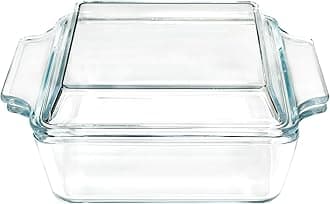 Small 1-QT Square Tempered Glass Casserole Dish with Lid, Mini Clear Glass Casserole Cookware with Glass Lid