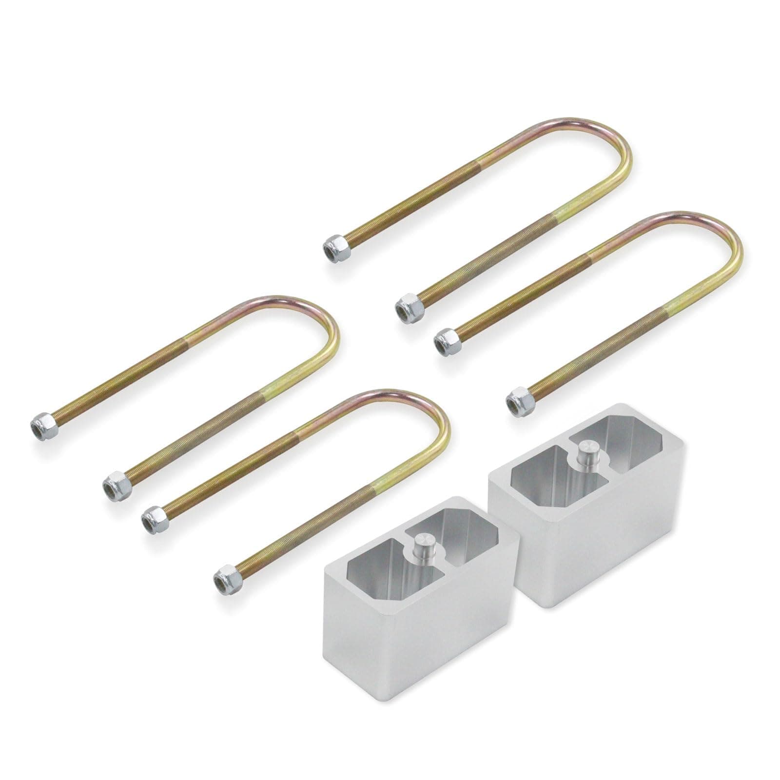 QGHAUC Universal Leaf Spring Lowering Block Kit, 3 Inch, 2-1/2" Wide, 5" Long, Zinc-Plated U-Bolts, Premium Steel Construction for Long-Lasting Finish
