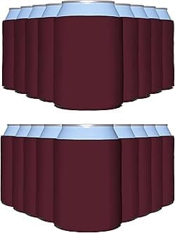 PartyPrints 1000 Pack Burgundy Blank Can Cooler Sleeves, Customizable Bulk Can Coolers, Extra-Thick Collapsible Drink Insulator Sleeve, Beer Can Coolers for Party Beverages