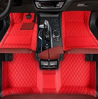 Custom Personalized Floor Mats ，Luxury Full Coverage All Weather Car Floor Mats，Anti-Slip Leather Car Mat Set ，Custom Floor Mat， for 99% of Cars, Trucks & SUV. (Pure red)
