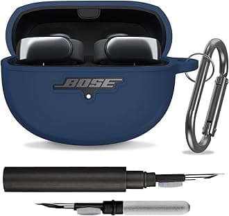 Silicone Case Cover for New Bose Ultra Open Earbuds, Shockproof Protective Skin Case with 3-in-1 Cleaner Kit & Carabiner (Dark Blue, LED & Logo Visible)