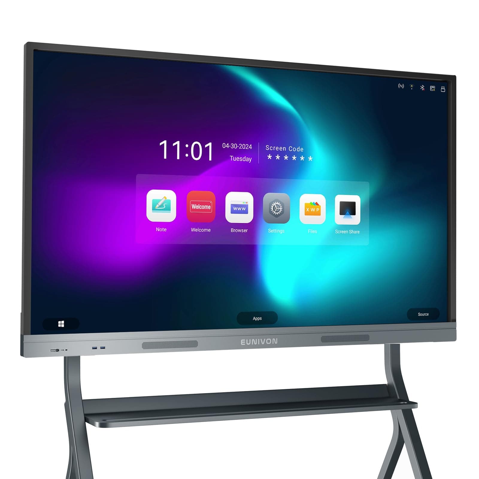 Interactive Whiteboard, 55'' 4K UHD Smart Whiteboard, Interactive Touch Screen Smartboard, Smart Board for Classroom and Business (Wall Mount Included)