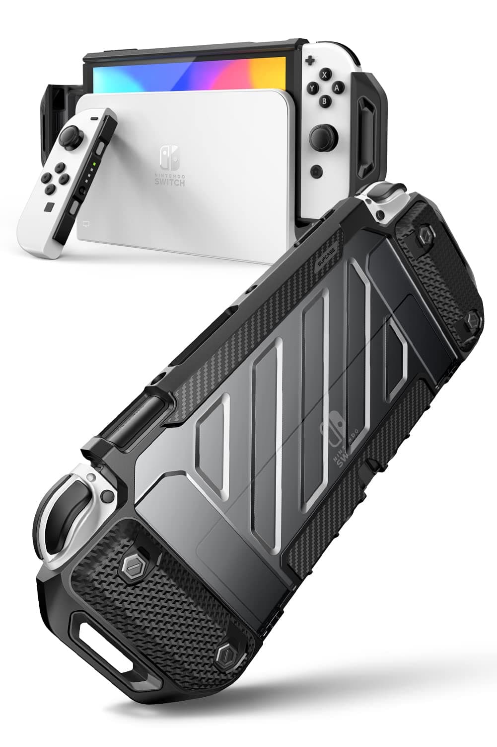 SUPCASE [Unicorn Beetle Pro Series] Case Designed for Nintendo Switch OLED Model (2021), Dockable Rugged Protective Case Compatible with Nintendo Switch Console - Frost/Black