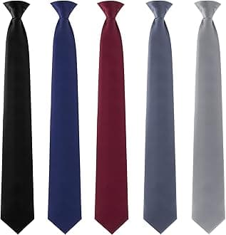 Clip on Ties for Men Solid Color Graduation Men's 20 Inch Pretied Uniform Solid Color Clip on Tie Costume