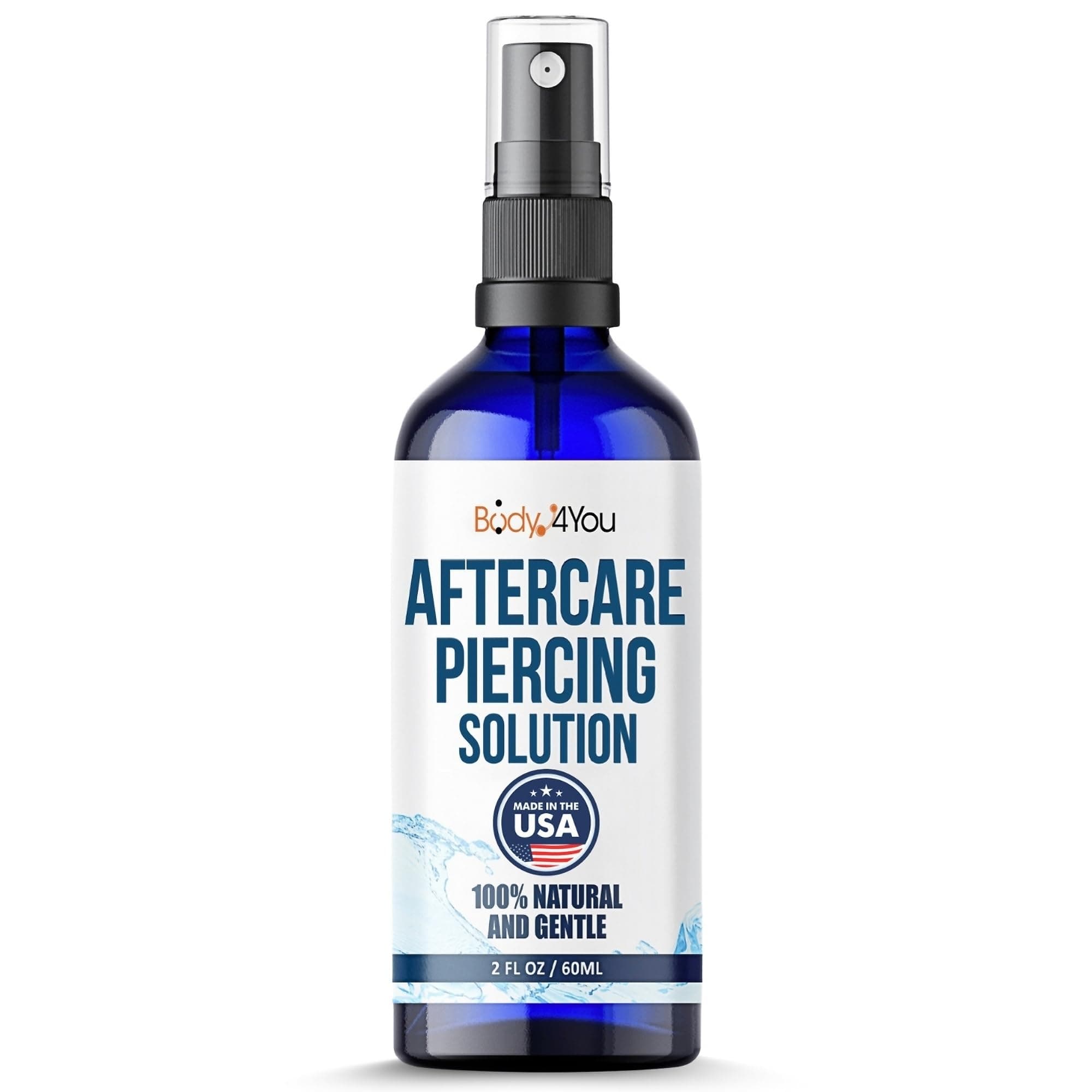 BodyJ4You Piercing Aftercare Spray - Saline Solution Natural Keloid Bump Removal - Ear Piercing Cleaner Nose Septum Belly Button Cartilage - Sea Salt Aloe Vera Rosemary - Fine Mist 2 Fl Oz