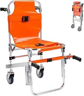 WSN Stair Chair Medical Stretcher, Evacuation Medical Foldable Aluminum Lift Stair Chair + 3 Adjustable Straps with Quick Release Buckles Firefighter, Ambulance Transport Patient