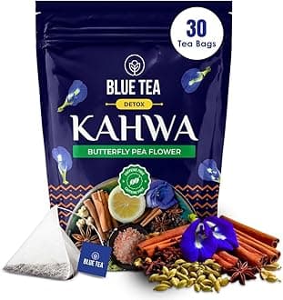BLUE TEA - Detox Kahwa Butterfly Pea - 30 Tea Bags - Plant Based || DETOX BLEND || Caffeine Free - Improves Immunity - No-Additives - All Natural - Non-GMO - Non-Bitter | Ziplock Packaging