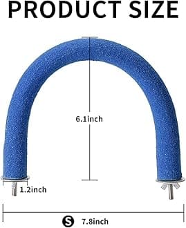 FrgKbTm U Shape Parrot Perch Stand Toy Bird Platform Sand Paw Grinding Clean Stick Exercise Conure Budgie Cockatiel Cage Accessories (Small-Blue)