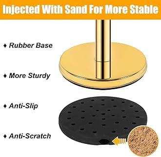 Carivia Gold Stanchion Post,38 Inch Stanchion Posts Queue with 5 ft/1.5 m Red Velvet Rope,Hollow Base and Ropes Safety Barriers Set,Crowd Control Barriers Queue Line Rope for Theater Party