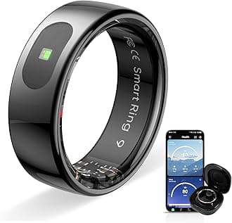 Touch Smart Ring Upgraded Version Health Ring Pro, with Bluetooth Remote Control and Motion Detection, 10ATM Waterproof Fitness Tracker for Men and Women Daily use (Black Touch, 7)