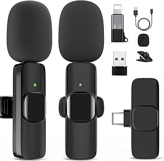 Wireless Microphone for iPhone 15 16，iPad, Android, Lavalier Microphone for Video Recording, Noise Reduction, Clip on Mini Mic for Tiktok, YouTube, Vlog, Podcast, ASMR