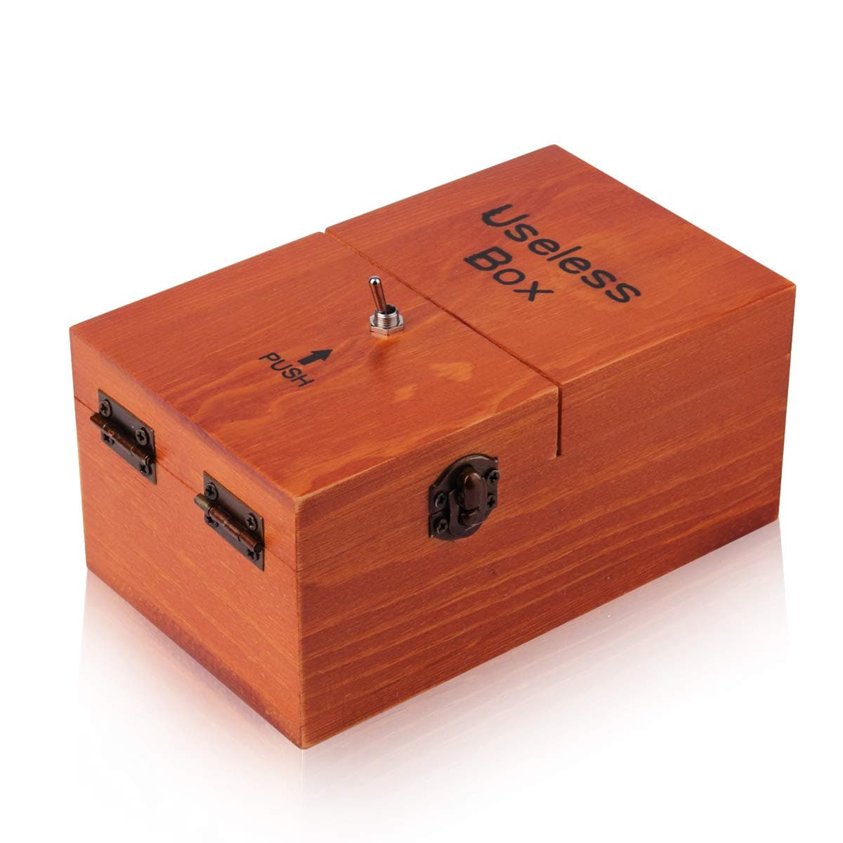 Useless Box "Leave Me Alone" Machine Fully Assembled with Real Wood (Brown)