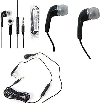 Genuine Original White Samsung EHS64AVFBE In Ear Headphones/Stereo Headset/Handsfree Kit/Hybrid Headphones 3.5mm With Tangle-Free Cable Including Mic For Samsung Devices [BLACK]
