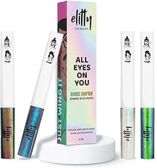 Elitty Colour Whirl Ombre Waterproof Liquid Eyeliner Combo (Pack of 4) | Holographic Shades (Jade Jive, Aurora, Celestial, Fairycore) | Lasts Upto 12 Hrs | 4 ML Each