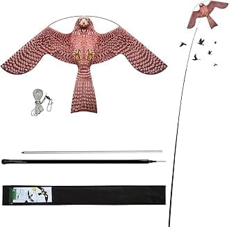 Bird Scarer Flying Kite Crops Farm Protector Bird Hawk Flying Kite with 4m Telescopic Pole