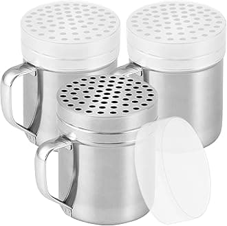 10oz Metal Parmesan Cheese Shakers with Large Holes - With Handle - Chili Flakes Dispensers - Pizza Shakers - Pack of 3 | Style: Coarse