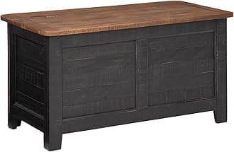 Signature Design by Ashley Dashbury Rustic Farmhouse Storage Trunk or Coffee Table, Antique Black & Brown