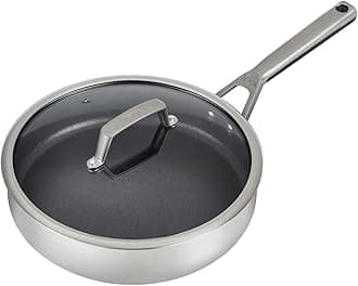 Ninja Foodi Zerostick Stainless Steel Sauté Pan 26 cm [C60126EU] Non-Stick Coating, Induction Compatible, Dishwasher Safe