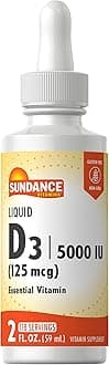 Sundance Liquid Vitamin D3 5000 IU | 2 Fluid Ounces | Essential Vitamin Liquid Drops | Vegetarian, Non-GMO, and Gluten Free Supplement