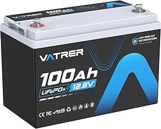 12.8V 100AH Low Temp Cutoff LiFePO4 Deep Cycle Battery with Built-in 100A BMS, Rechargeable Lithium Battery for RV/Camper, Marine, Solar, and Off-Grid Applications