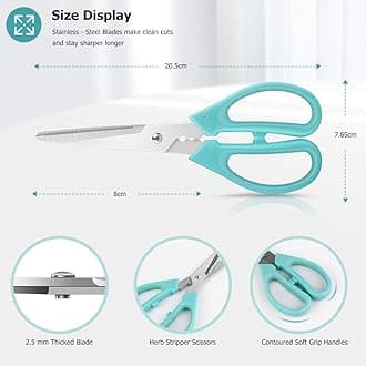 iBayam Kitchen Shears Scissors, 3-Color Stainless Steel Dishwasher Safe Food Scissors for Herbs Chicken Meat Poultry Fish BBQ, 8 Inch Utility Cooking Scissors for Women Men with Small Hands