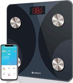 Etekcity Scales for Body Weight and Fat, Sync with Bluetooth, Black, 1 Count (Pack of 1)