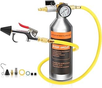 FOUR UNCLES IRONCUBE AC Flush Kit,A/C Air Conditioner System Flush Canister Kit Clean Tool Set R134a R12 R22 R410a R404a for Auto Car with 3.5 ft Hose American Interface
