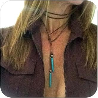 Roe Dolph Boho Choker Necklaces for Women Country Concert Outfits Accessories Brown Suede Choker Necklace Trendy Layered Leather Cord Necklace Western Turquoise Necklace Boho Western Jewelry Outfits