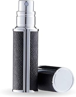 UULANFA Refillable Perfume Bottle Atomizer for Travel,Portable Easy Refillable Perfume Spray Pump Empty Bottle for men and women with Mini Pocket Size 5ml (SU.S-Black)