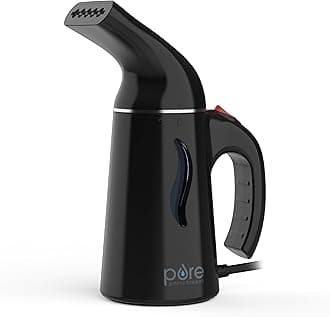 Pure Enrichment PureSteam Portable Fabric Steamer - Handheld Travel Garment Steamer Removes Wrinkles & is Safe on All Fabrics - Fast-Heating, Lightweight, Auto Safety Shut-Off, & Long Cord (Black)