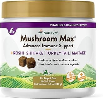 NaturVet Mushroom Max Advance Immune Support for Pets 60Ct