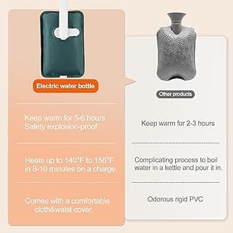 Electric Hot Water Bottle with Soft Fabric Belt and Warm Bag,Rechargeable Hot Water Bag for Shoulders,Waist,Cramps,Neck Pain Relief（Grey