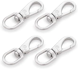 SHONAN Stainless Steel Swivel Eye Snap Hook- 4-Pack (3-1/2 inch) Flag Pole Clips, Scuba Diving Clips Spring Hooks for Dog leashes, Keychains, Boat Anchor Ropes, Bird Feeders, Pet Chains