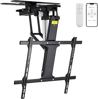 Sponsored Ad - TOPSKY Electric Adjustable Flip Down Swiveling TV Mount with Remote and App Controller, Large Motorized Ceiling Mount for 32 to 75 Inch Flat and Curved Screen TVs (Black)