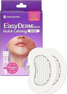 EasyDerm Quick Calming Magnesium Patches WIDE – 2 Large Face Acne Patches for Breakouts, TikTok Viral Microdot, With Bonus CICA Mini Ampoule
