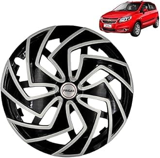 Prigan Wheel Cover for SAIL1 14 Inch Black Silver Wheel Cap (Available in 13,14 Inch) (Set of 4 Pcs) (Press Fitting) Model- Spider BS-14