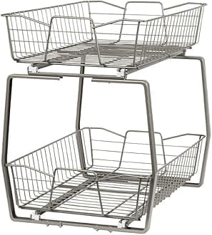 ClosetMaid 3089 2 Tier 14-Inch Kitchen Cabinet Organizer, Nickel