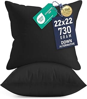 Utopia Bedding Throw Pillows Insert (Pack of 2, Black) - 22 x 22 Inches Bed and Couch Pillows - Indoor Decorative Pillows