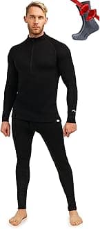 Merino.tech Merino Wool Base Layer Mens Set - Midweight Merino Wool Thermal Underwear For Men Top and Bottom