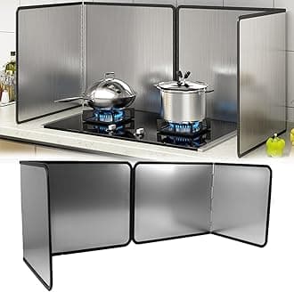 Tylulikaty 4 Sided Splatter Guard,Foldable Stainless Steel Oil Splatter Screens, Oil Splash Insulation, Oil Splatter Guard Stove Heat Insulation Board, (L: 15" x W: 11.5" x H: 12" x 2Pcs)