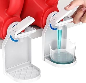 KMOUANTS 2 Pack Laundry Detergent Dispenser Cup Holder, Nozzle button upgrade，Easily No More runny or Messy Laundry Detergent, Laundry Cup Holder and drip Tray Room Organization and Storage