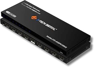 HDMI Splitter 1 In 8 Out 4K 60Hz Premium Quality 4K Ultra HD, HDMI Splitter for Multiple Monitors Duplicate/Mirror by J-Tech Digital [JTD4KSP0108]