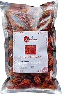 Democartic Dried Ghost Pepper (Bhut Jolokia) Oven Dry (Oven Dried, 200gram)